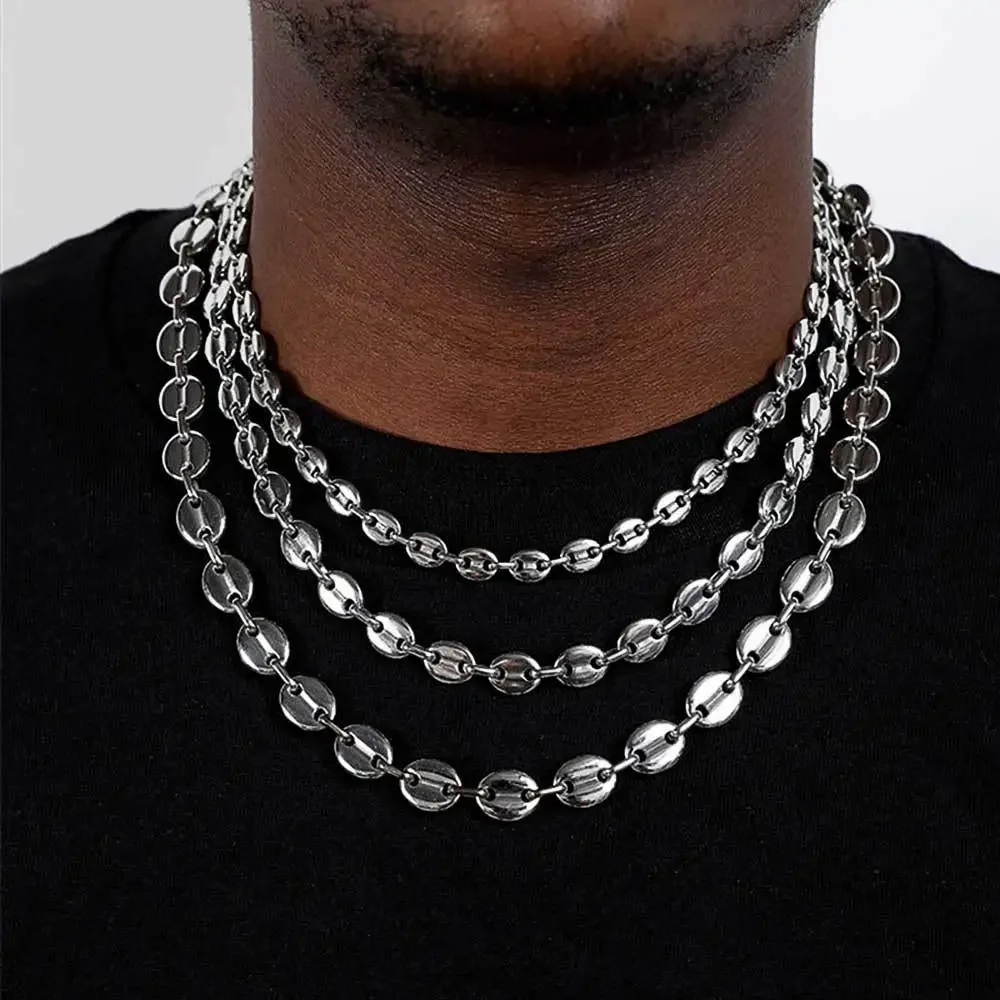 

1 piece Stainless Steel Hip Hop Coffee Bean Chains Necklaces Pig Nose Chains Bracelets Punk Necklace