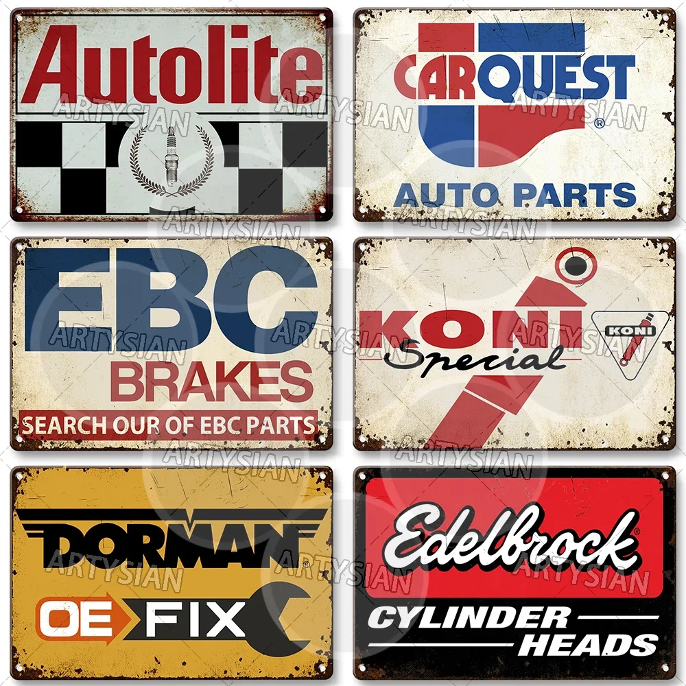 Racing Garage Workshop Mechanic Automotive Car Parts Fuel Ads Metal Sign Liqui Moly Bilstein ACDelco EBC Brakes NOCO Dorman