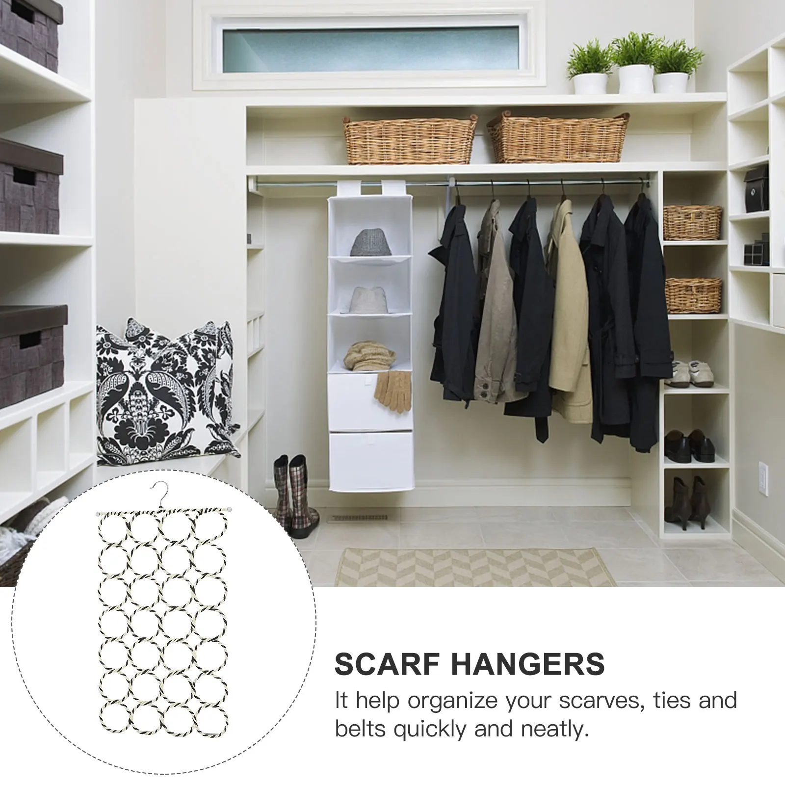 

1pc Paper Rattan Scarf Ring Holder Belt Organizer Household Clothes Rack Ties Storage Display Ties Storage Rack Stand
