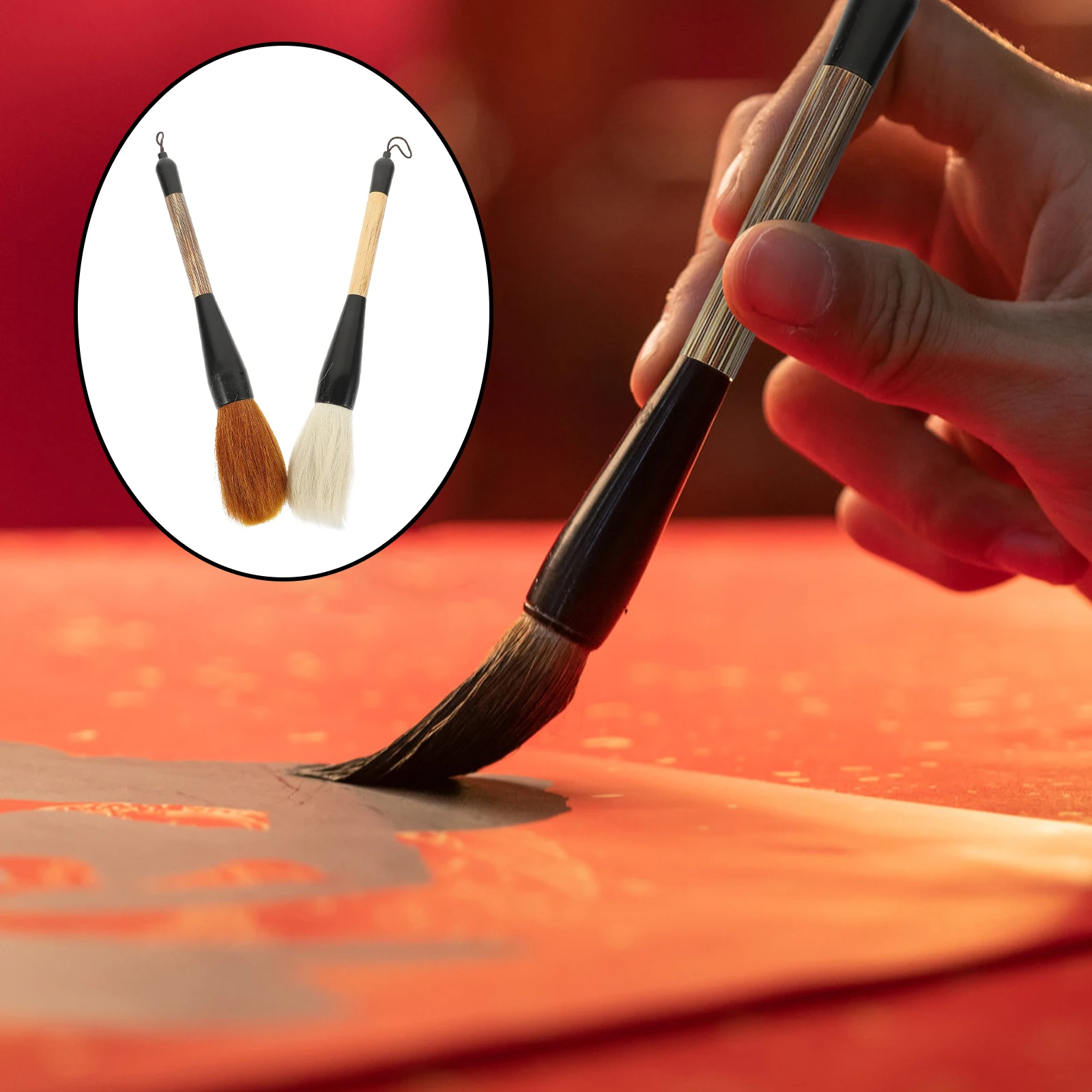 

2pcs Couplets Brush Large Size Durable Practical Calligraphy Writing Ink Wolf Hair Student Painting Tool Chinese Art