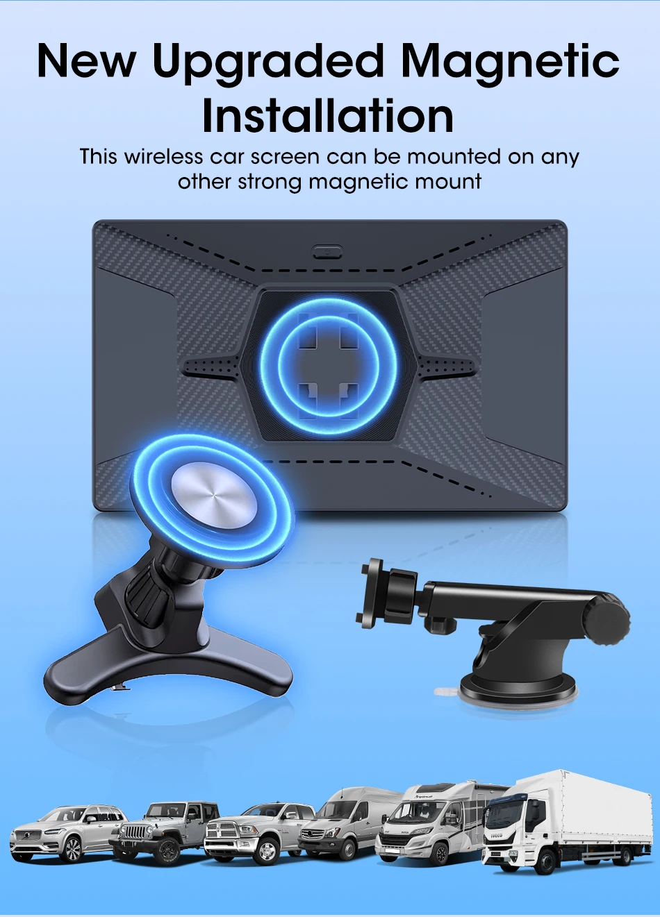 Jansite 9-Zoll-Autoradio mit vertikalem Bildschirm, Multimedia-Videoplayer, kabelloses Carplay, Android Auto, magnetische Halterung, Auto-Monitore, GPS – Detail 16