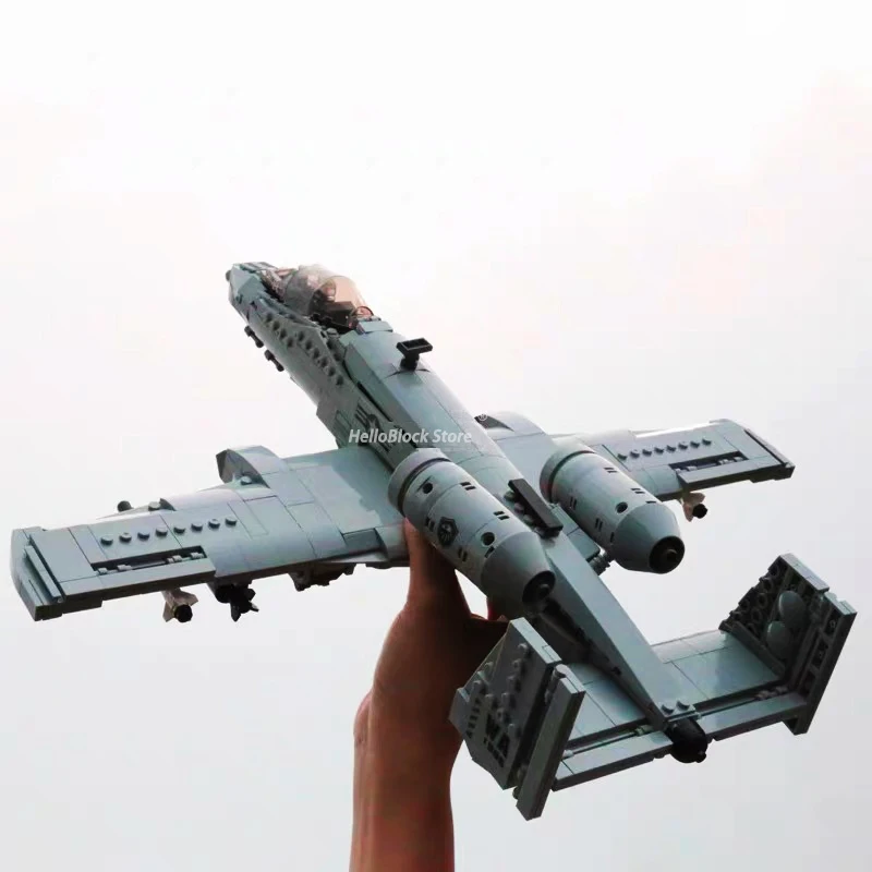 Thunderbolt II A10 Fighter jet Plane Building Blocks 3D Model Military Series Bricks Toys For Children Christmas Gifts 961Pcs