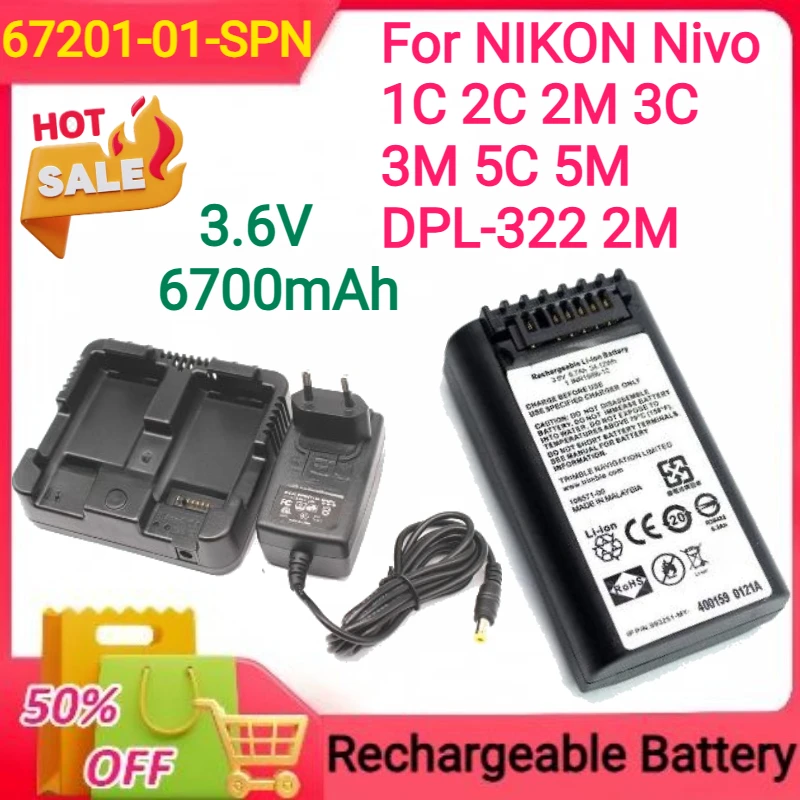 New 3.6V 6700mAh Battery for NIKON Nivo 1C 2C 2M 3C 3M 5C 5M Total Station DPL-322 2M+ Rechargeable Battery