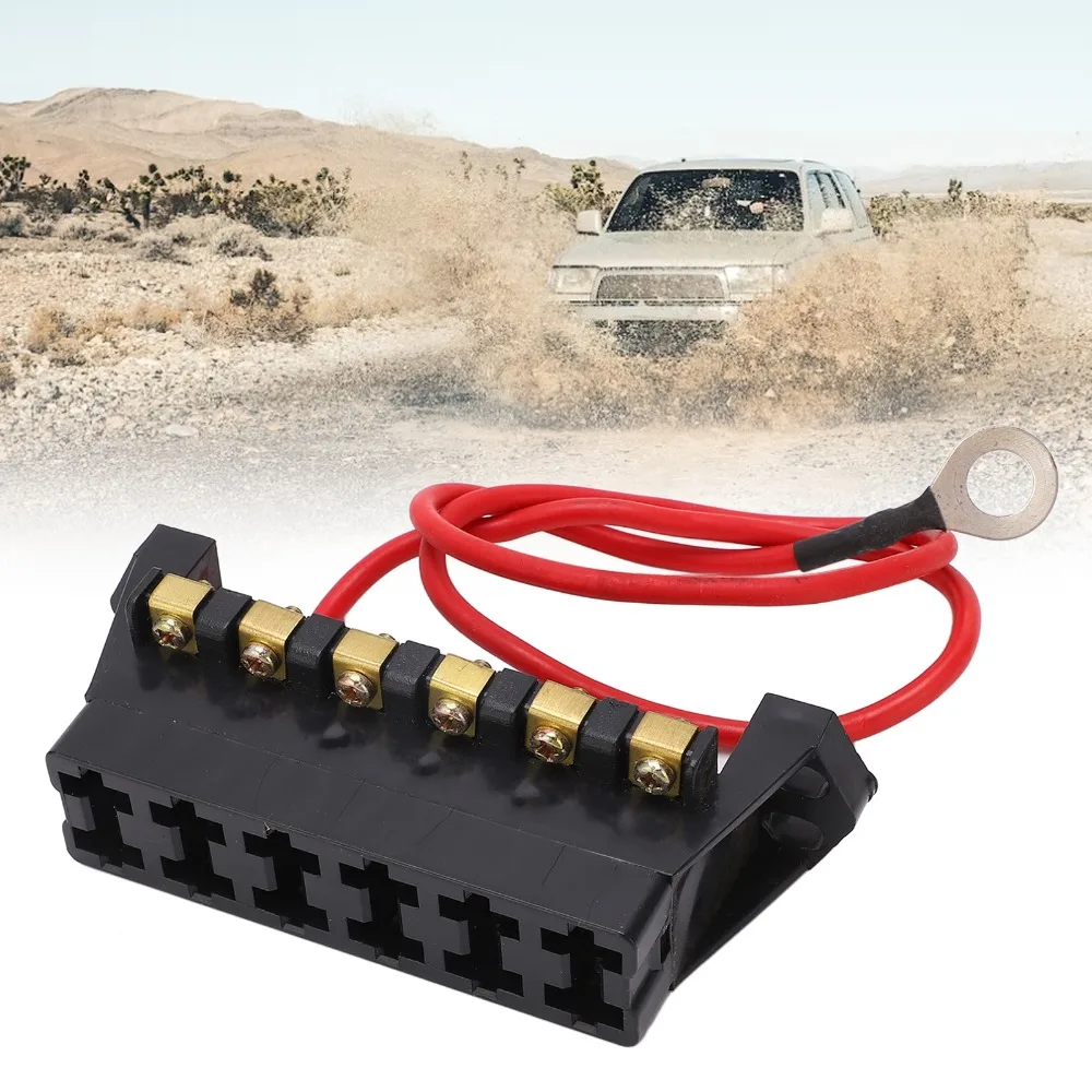 

Universal Fit 6 Way Fuseing Box 1 in 6 Out Transparent Cover Fuseing Block Distribution Block ATV
