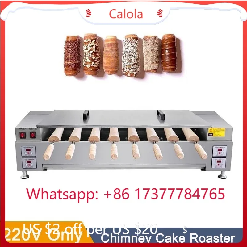 Commercial 8 Roller Chimney Cake Rolling Machine Electric Bread Roll Waffle Baking Oven