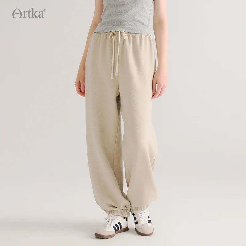 ARTKA 2024 Autumn New Women Pants Fashion Casual Joggers Harem Pants Elastic High Waist Loose Long Sweatpants Female KA92245Q