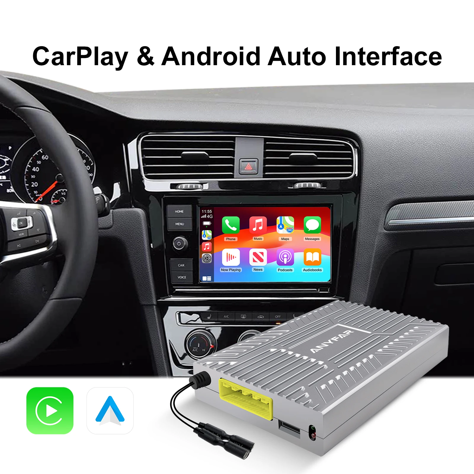 EzoneTronics OEM Screen Upgrade Decoder Box multimedia CarPlay Android auto for VW SOKDA SEAT MIB MIB2 platform Golf 7 Tiguan