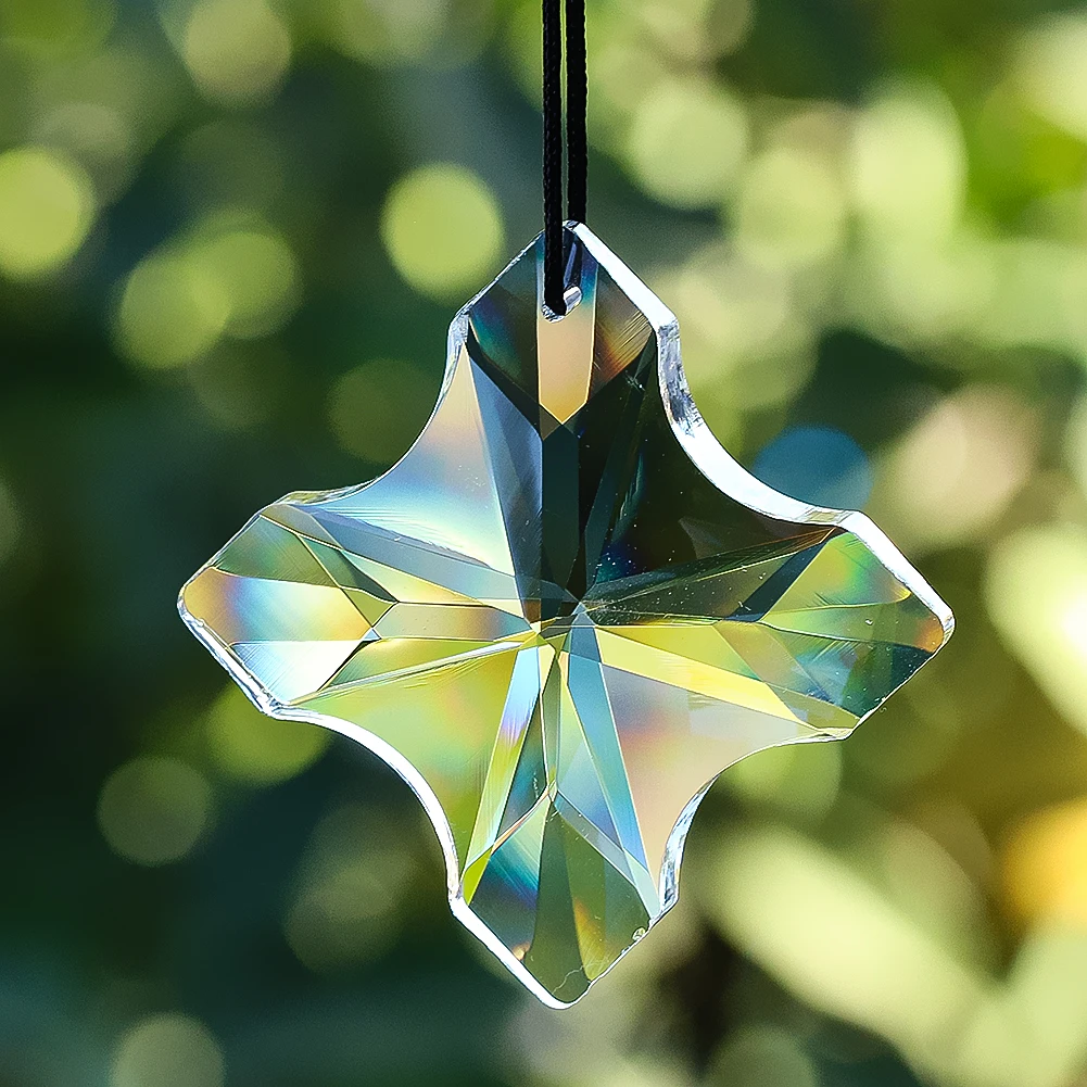 K9 Crystal Suncatcher Brilliant cross Faceted Glass Prisms Hanging Rainbow Chaser Chandelier Lamp Parts Car Pendant Garden Decor