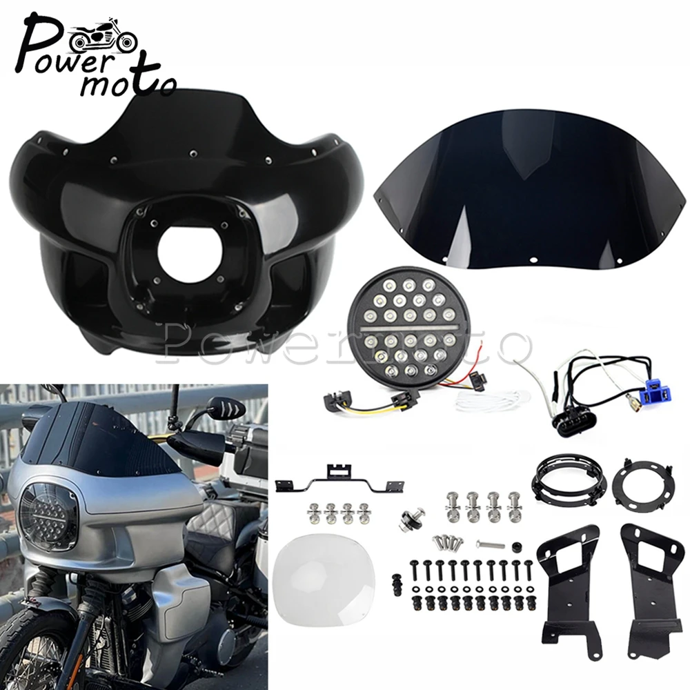 

Передний Widshield капот светодиодные фары обтекатель лобового стекла для Harley Softail Heritage Classic FLHC FLHCS Street Bob FXBBS FXBB 18-23