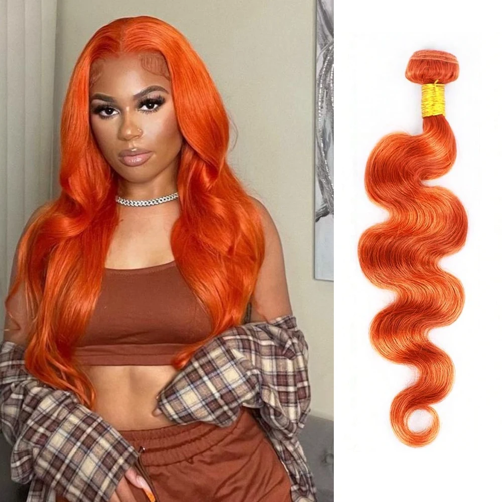 

# Наборы для наращивания волос 350 Ginger Orange Body Wave, натуральные необработанные бразильские волосы, 1/3/4 шт.