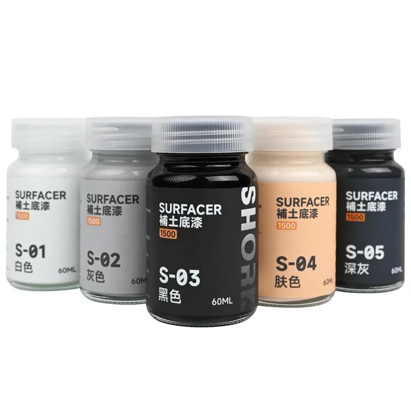 SHORK 60ml Oil Based Model Surfacer Primer Matte Base Paint S01-S05 for Military Model GK Resin Figure Hobby Airbrush Spraying