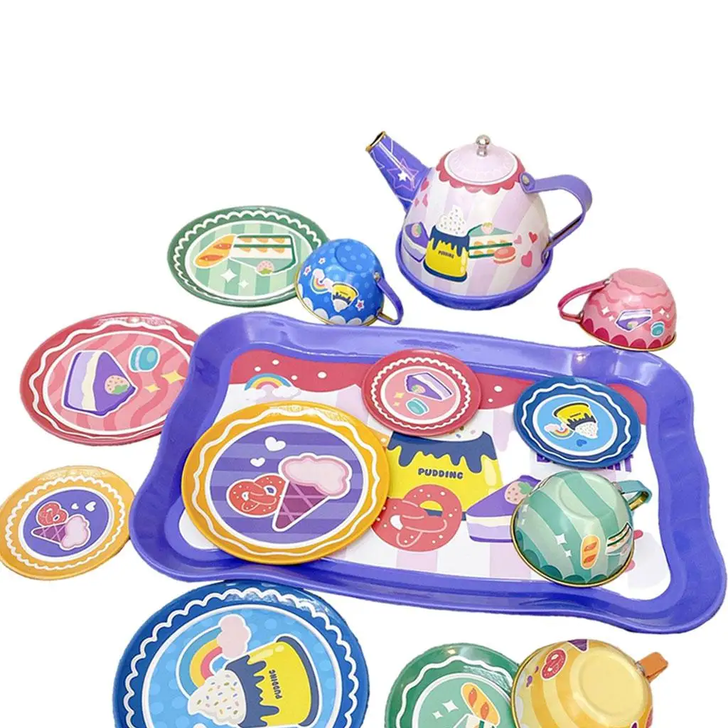 Tin Toys Tea Time Tea Set Kids Toy Set Gift Kitchen Pretend Play