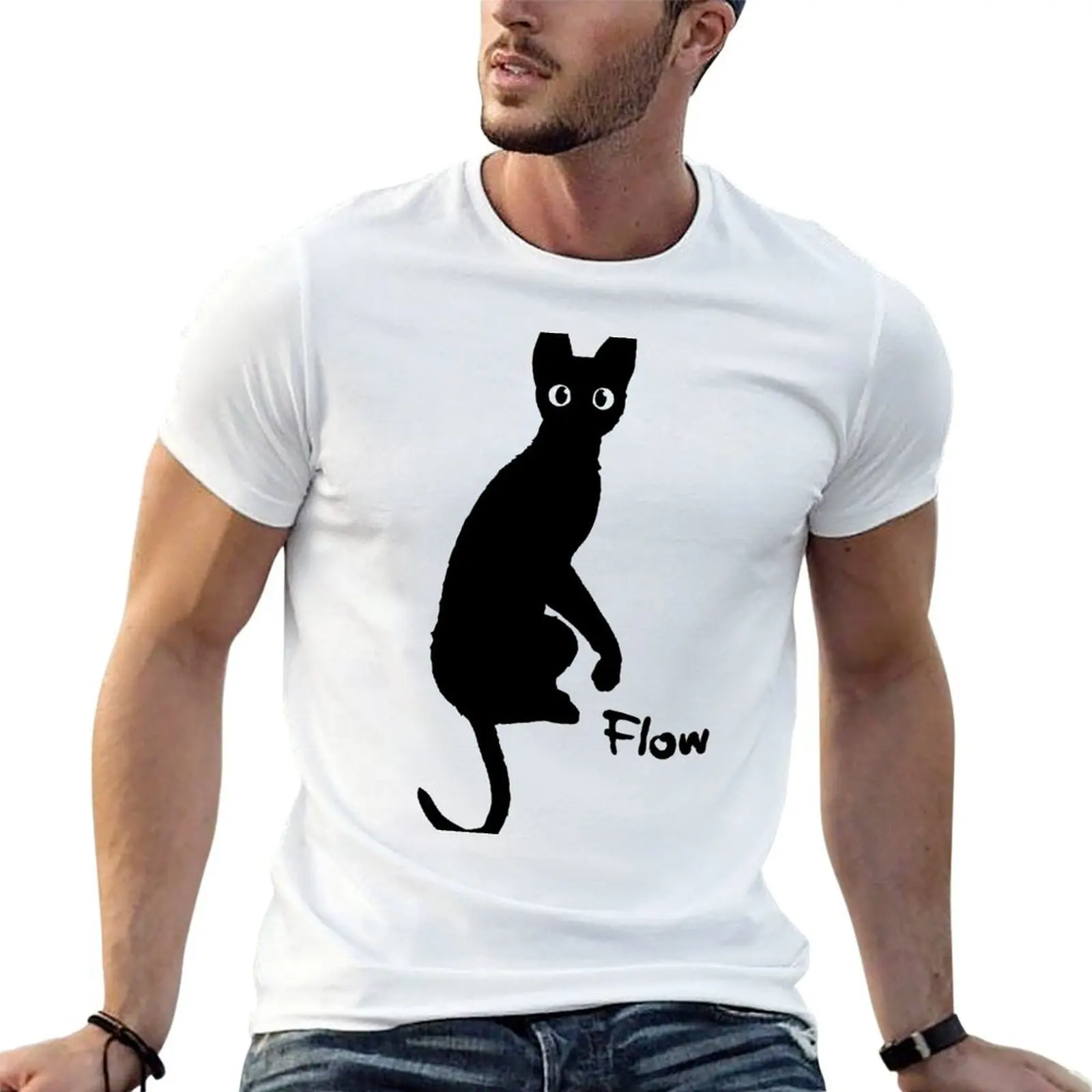 Flow / Straume / dark grey cat T-Shirt sweat oversized t shirt shirts graphic tee men