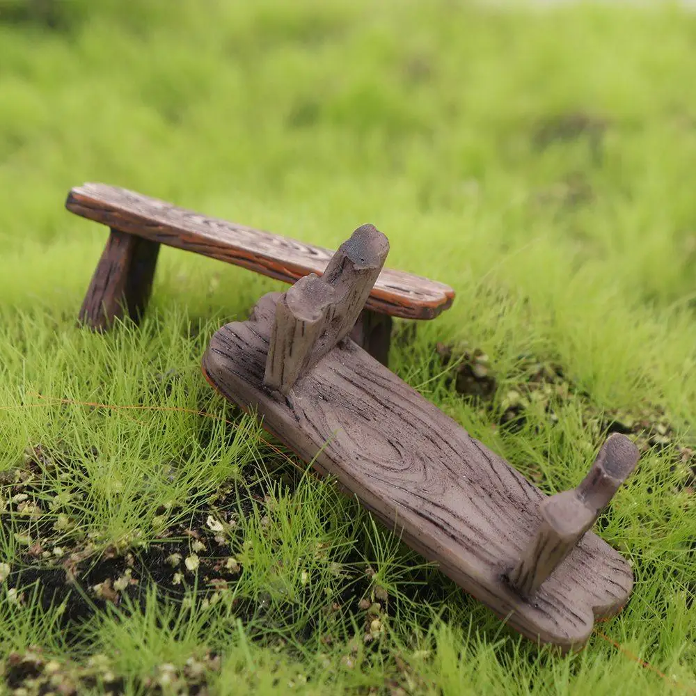 Wooden Dollhouse Miniature Wooden Bench Furniture Park Chair Dollhouse Wooden Chair House Decor Bonsai Chair