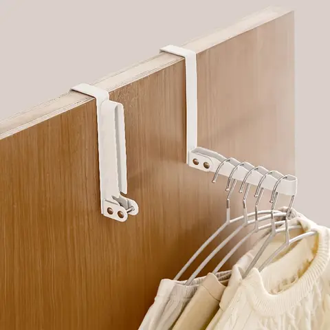 1pc White Over-the-Door Hook Hanger, Foldable Storage Drying Rack Hook - No-Drill Clothes Hanger for Door or Balcony, Household Use