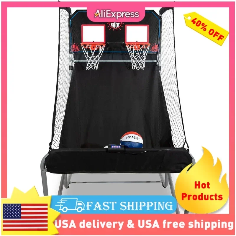 

QWHome Dual Shot | Arcade Basketball Fun at Home | Infrared Sensor Scoring | 16 Game Modes | 7 Balls | Foldable Storage