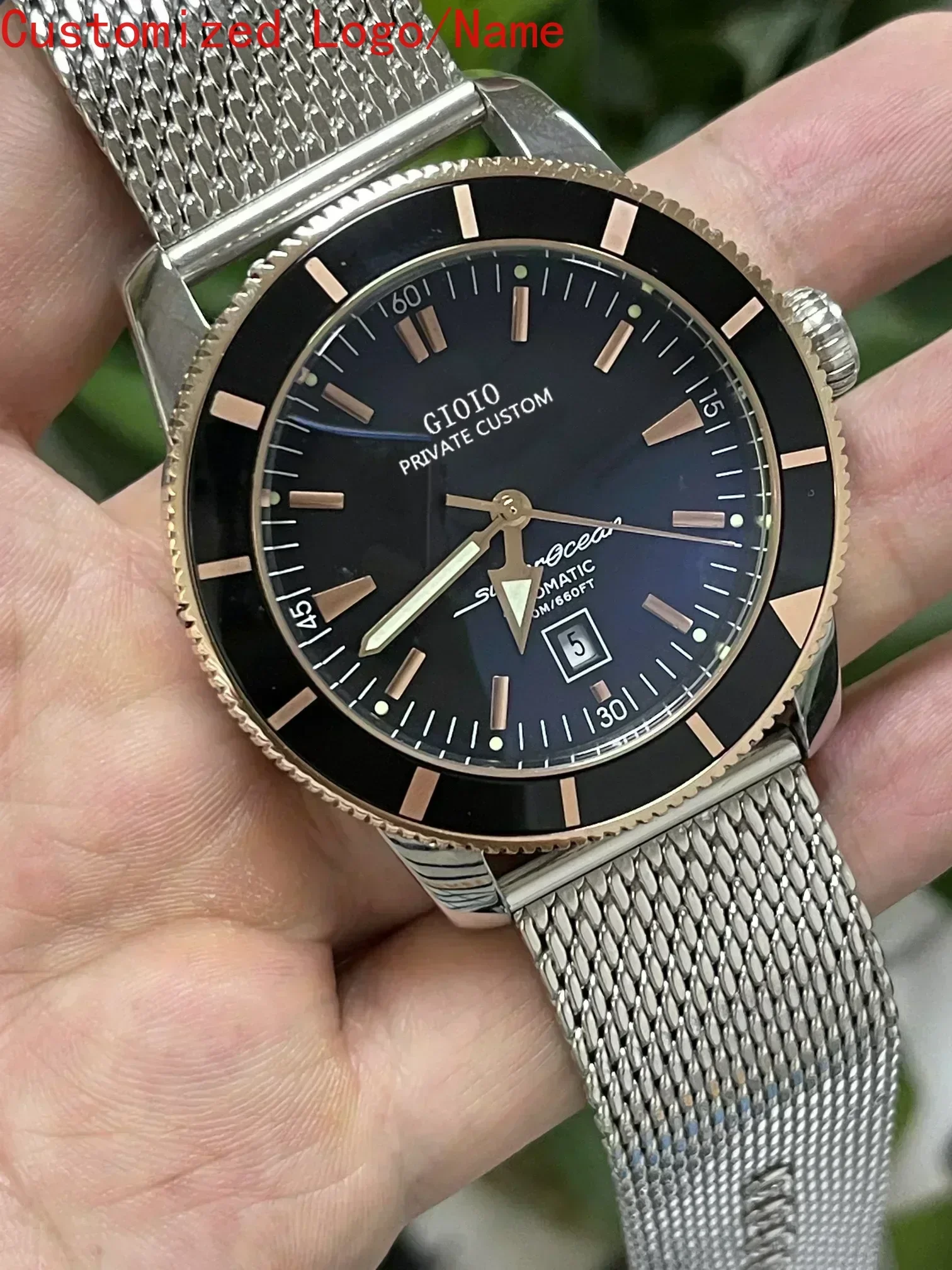 Модные спортивные автоматические часы для мужчин, механические часы, черные, синие керамические резиновые часы SuperOcean по индивидуальному заказу