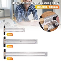 Drillpro 200/300/400mm Stainless Steel Precision Marking T Ruler Hole Positioning Measuring Ruler Woodworking Scriber Scribing