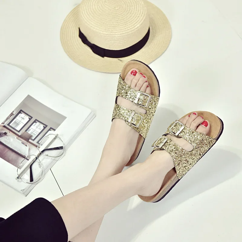 New Shoes Home platform flip flops outdoor beach slippers fashion summer women sneakers Sequin platform shoes Women's sandals