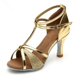 Fashion Latin Dance Shoes Women Girls‘ Ballroom Tango Salsa Dancing Shoes for Ladies Soft Bottom High Heeled Sandals 5/7cm