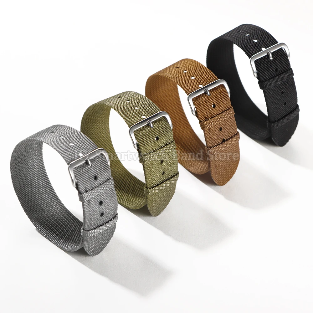 ไนลอน 20 มม.22 มม.สําหรับ Seiko สําหรับทหารกีฬาสายรัดข้อมือผู้ชายผู้หญิง Universal สร้อยข้อมือ Ribbed สายรัดข้อมืออุปกรณ์เสริม