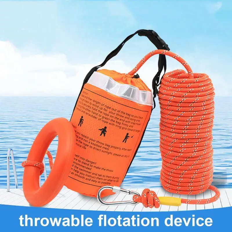 Kit de bolsa de rescate flotante de 21m y 30m, línea de salvavidas, cuerda de lanzamiento reflectante, cuerdas de flotación de rescate acuático para canotaje, kayak