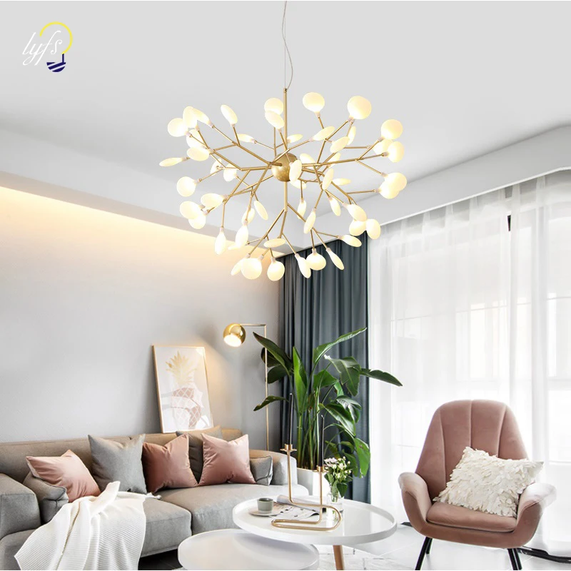 

LED Modern Firefly Chandelier Light Tree Branch Nordic Indoor Lighting Pendant Lamp Living Room Ceiling Chandeliers For Home