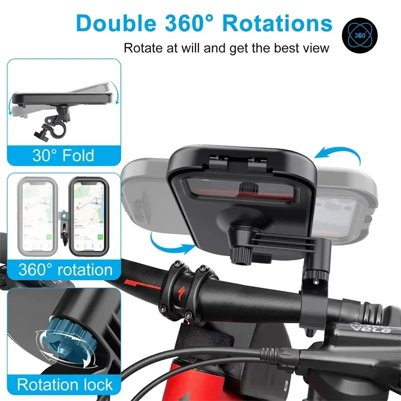 1 STKS Waterdichte Case Motor Fiets Telefoonhouder 360 ° Draaibare verstelbare universele fietshouder, voor 4,7-6,8" mobiele telefoon