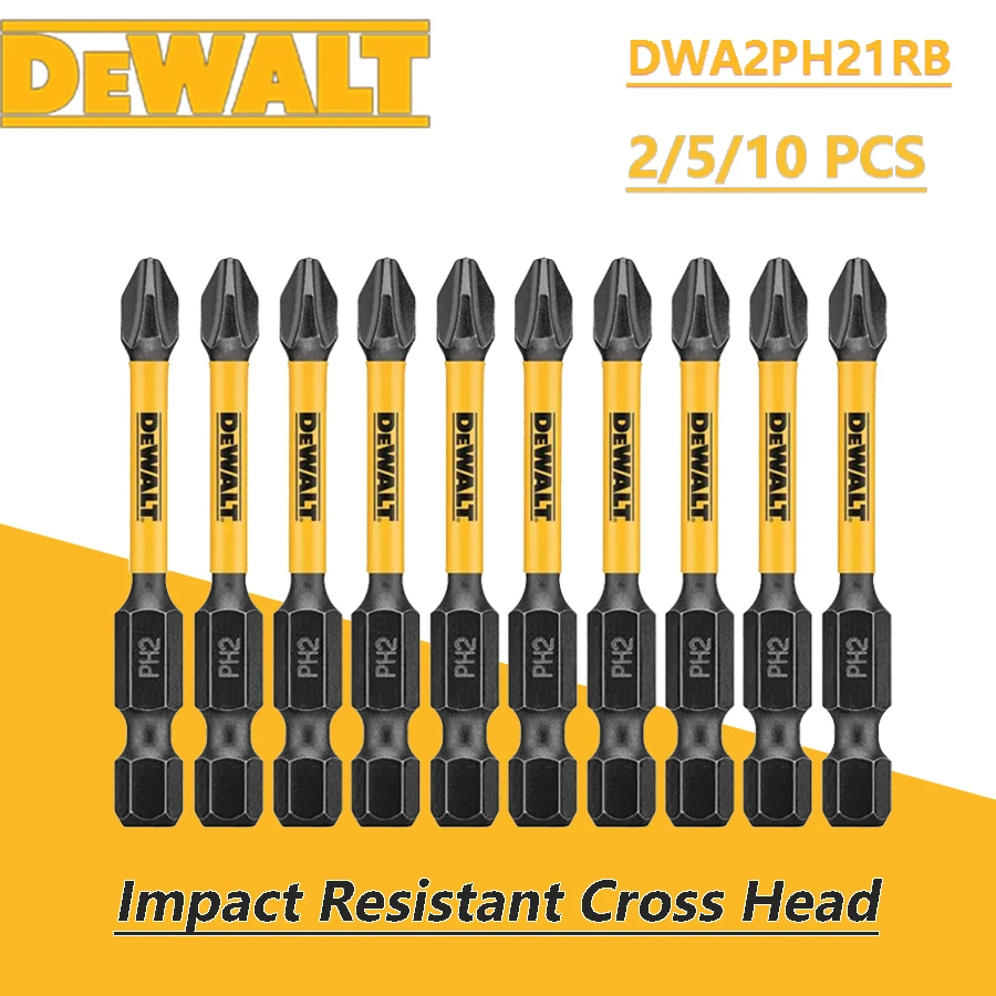 Bits DEWALT-Impact Chave de fenda elétrica original, cabeça cruzada, DWA2PH21RB, PH2, 57mm, 2 pcs, 5 pcs, 10pcs