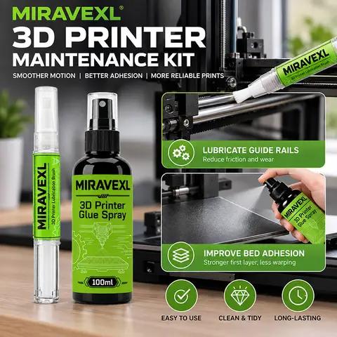 3D Printer Lubrication Pen & Glue Spray Set, PTFE Oil for Leadscrew Z-Axis, 100ml Anti-Warping Bed Adhesive, PLA ABS PETG TPU