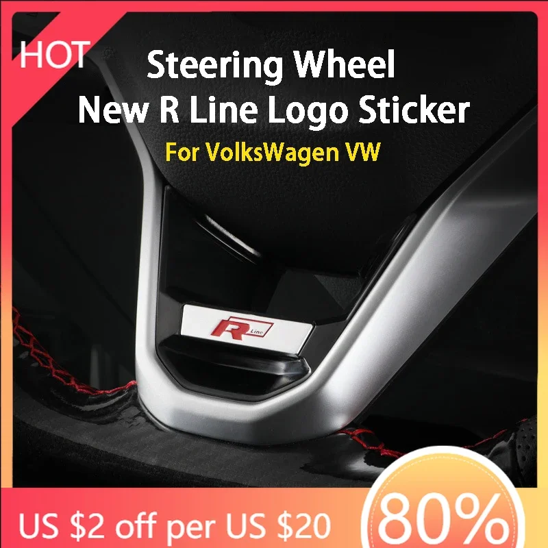 Cubierta de Volante con Lentejuelas R-Line para VW VOLKSWAGEN Golf 3 4 MK3 MK4 2026, Adhesivos Decorativos con Emblema R-Line para VW Gol