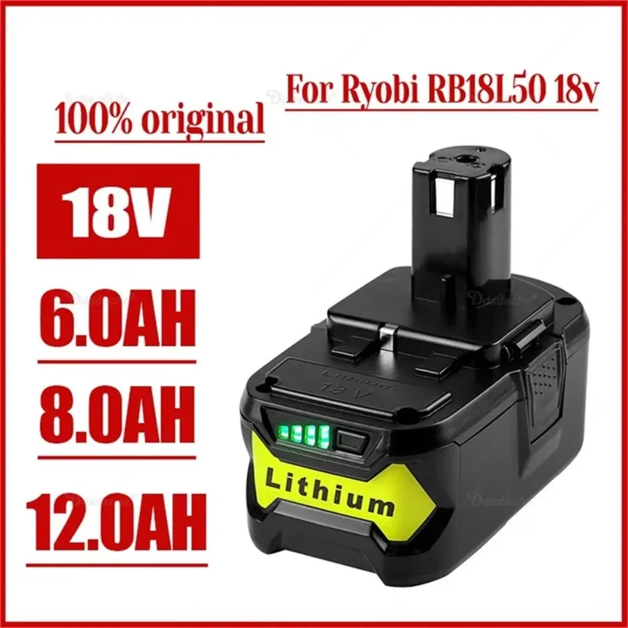 Suitable for Ryobi 18V lithium-ion batteries, 18V （6.8Ah 9.8Ah 12.8Ah）for P108 P104、P107、RB18L50、RB18L20、P108