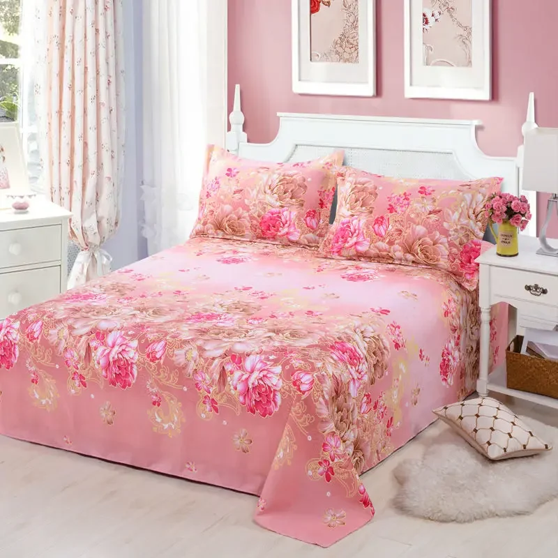 1Pcs Polyester Cotton Bed Sheet Soft Home Bedding Cover Home Fashion Bedding Cover - Foldable Flat Sheet(No Pillow Covers)