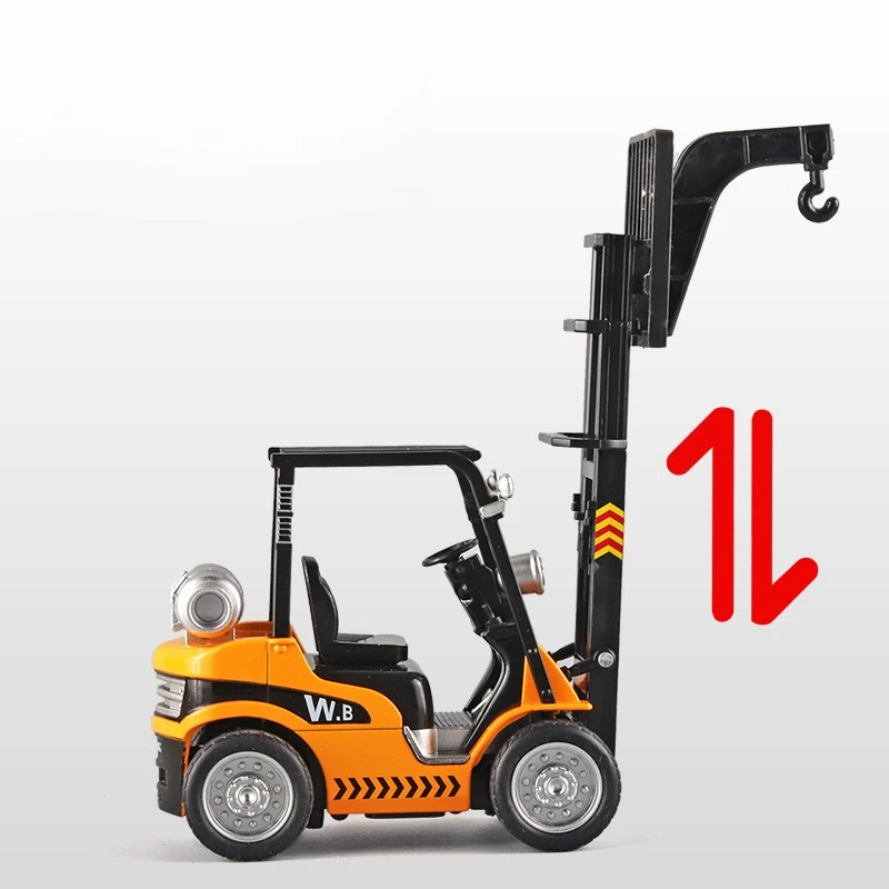 รถยกเครนของเล่นโมเดลรถบรรทุกโลหะหล่อขึ้นรูปขนาด 1:24 พร้อมเสียง ไฟ และระบบดึงหลัง ปรับระดับได้ รุ่นรถวิศวกรรม