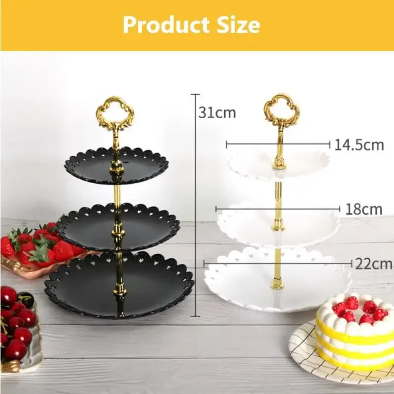 European Tray Holiday Party Three-layer Fruit Plate Dessert Candy Dish Cake Stand Self-help Display Home Table Decoration Trays