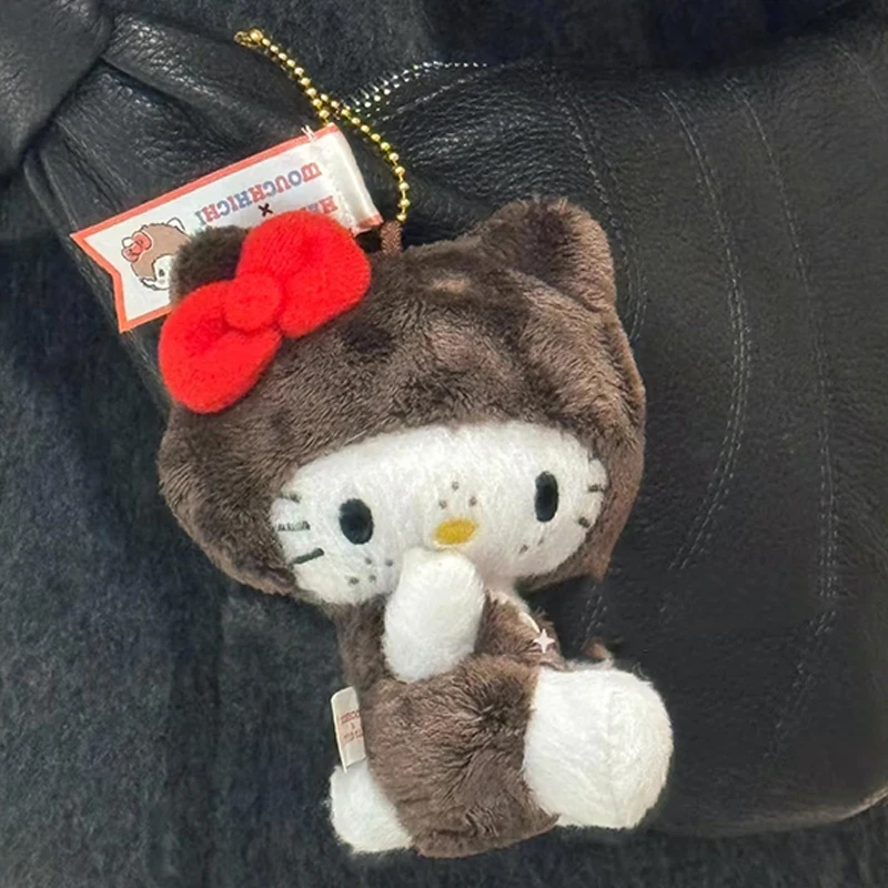 Kawaii Sanrios Hellokittys Freckled Plush Keychains Anime Kitty Cat Plushie Toys Doll for Girls Backpack Keyring Hanging Gifts
