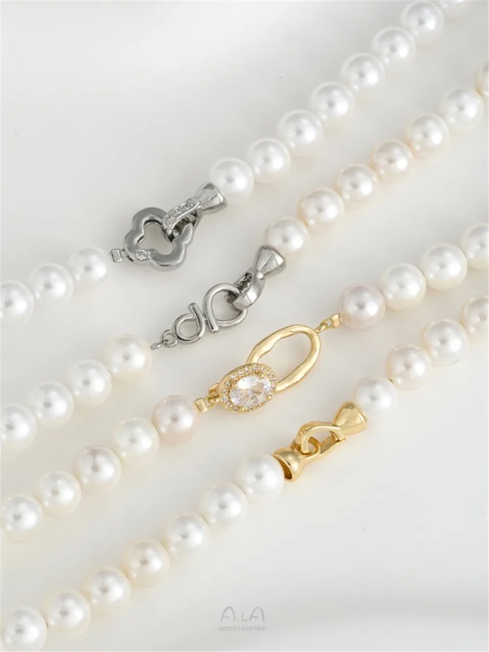 14K Gold Wrapped 8-shaped Elliptical Zircon Pearl Buckle DIY String Bracelet Necklace Accessory Buckle Accessories K901