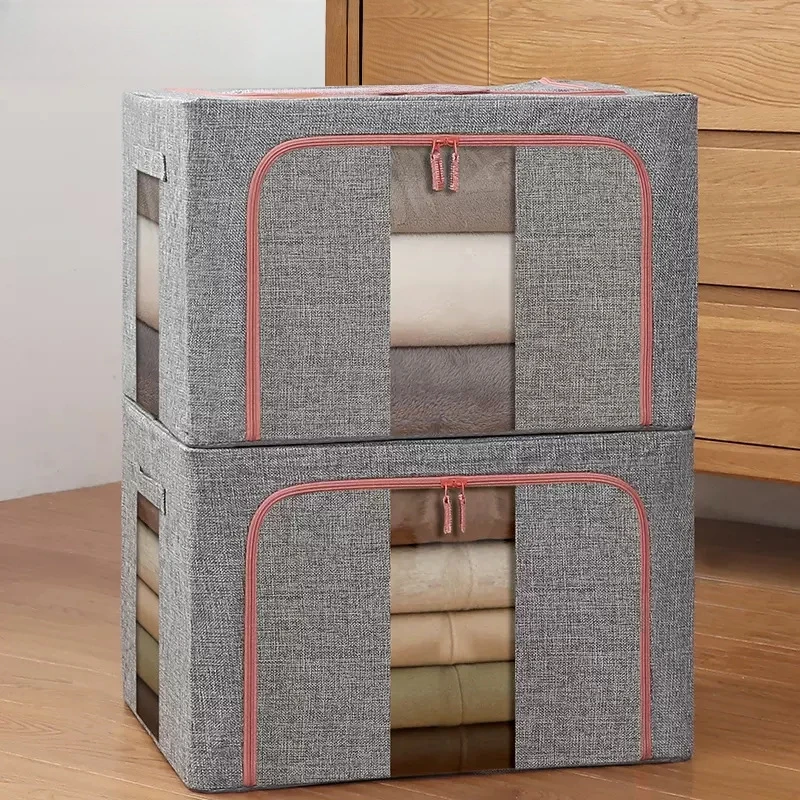 3PCS Große Kapazität Kleidung Lagerung Tasche Faltbare Reißverschluss Kleidung Lagerung Organizer Container für Schlafzimmer Schrank Kleidung 24L