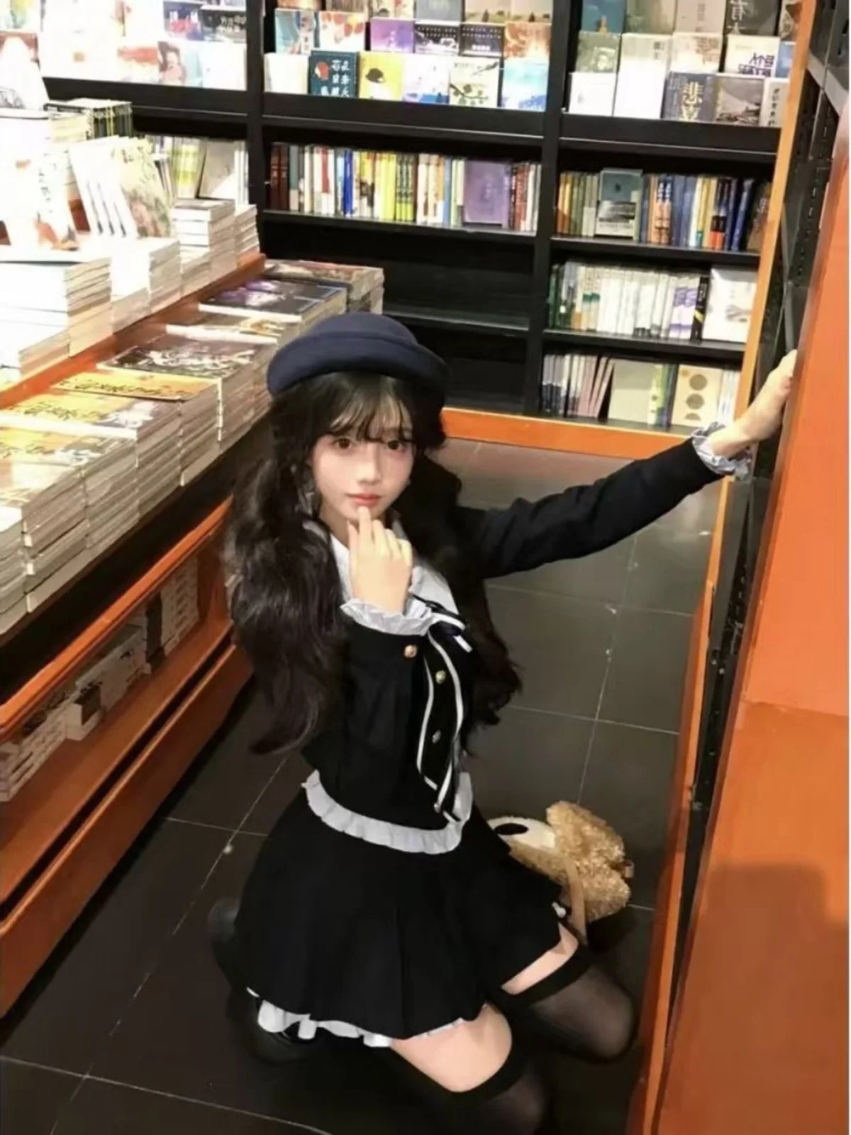 Sweet Preppy Sle Fake Two-Piece Dr Women's Spring Non-Official Patchwork ature JK orm irt Dr  Collar Lo...