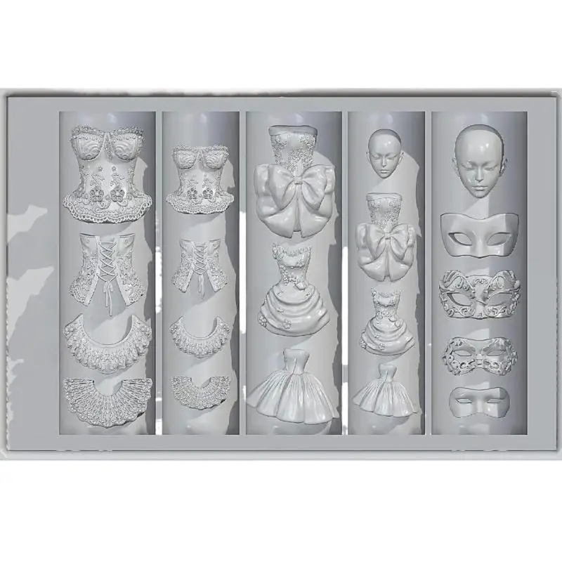 **1Pcs 3D Cute Mask Doll Head Princess Dress Nail Art Mold DIY Accessories Nail Art Templates Decoration