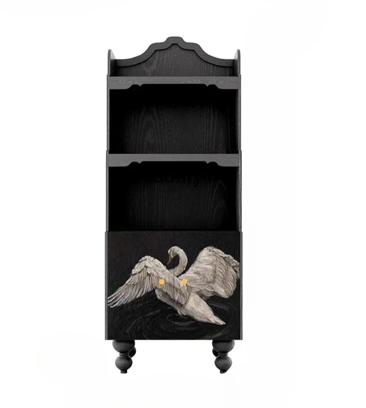 

55French white swan solid wood bookcase, living room wall storage, dining side cabinet, multi-layer storage decorative cabinet