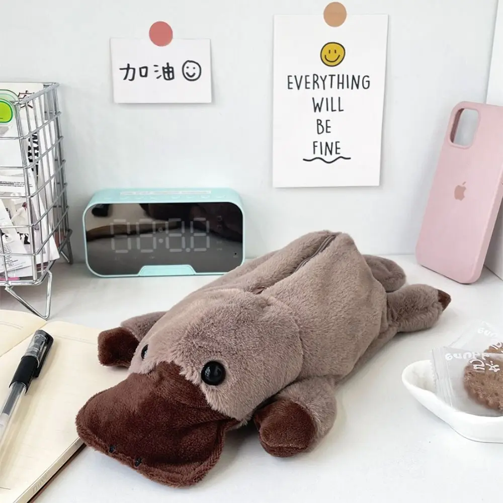 Zipper Pen Bag Platypus Plush Doll Pencil Bag Zipper Pouch Small Wallet Cute Pencil Pouch Bag Cosmetic Bag Animal Shape