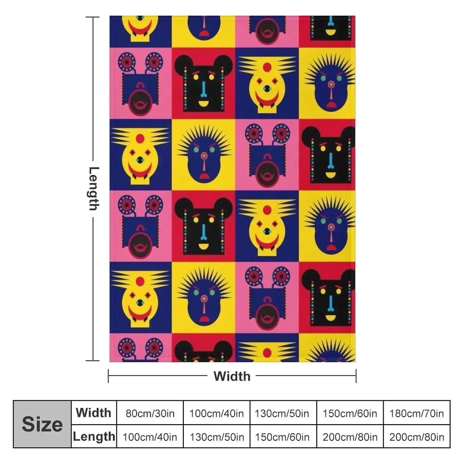 New Happy Town Faces 1 Throw Blanket couch cozy soft plush fuzzy picnic outdoor blanket