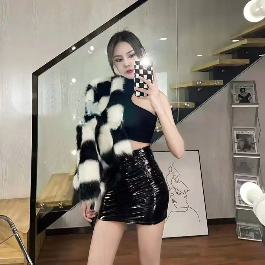 

Черная мини-юбка из искусственной кожи с высокой талией для женщин — сексуальная узкая кожаная юбка, светоотражающий и элегантный дизайн, весенне-осенне-зимняя одежда