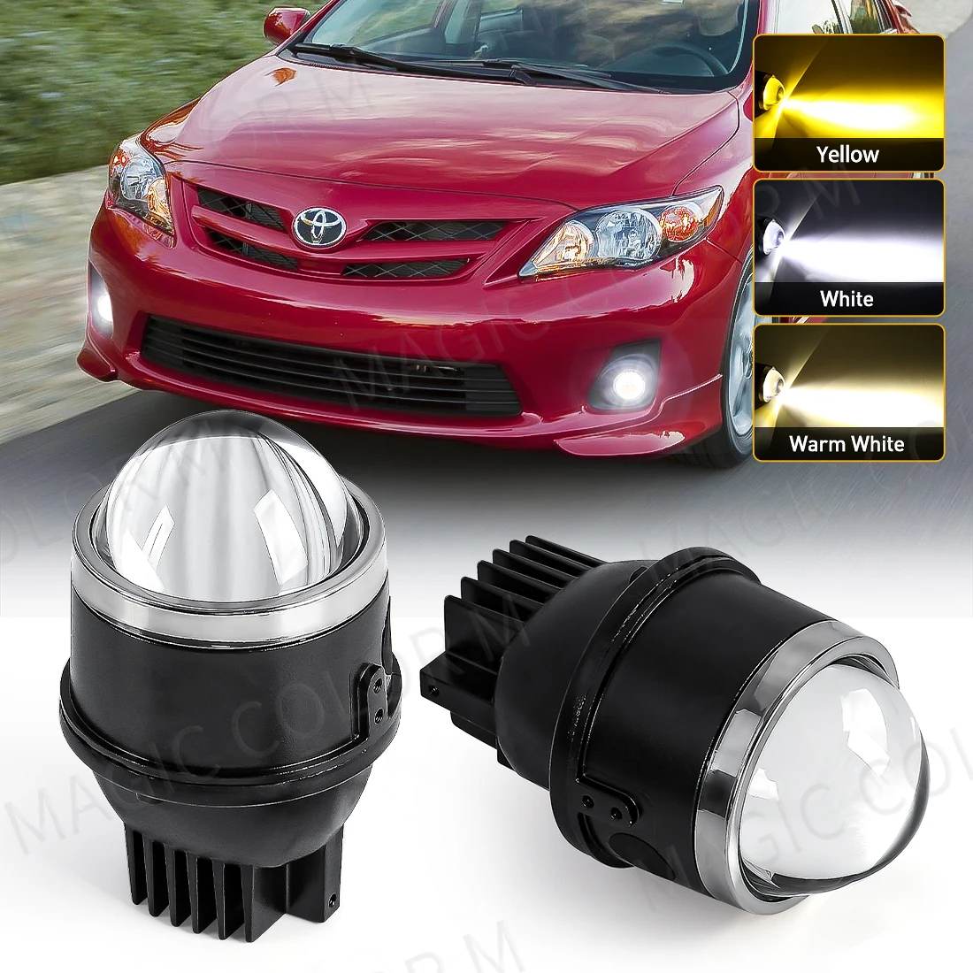 

General Motors Parts f80 Tri Color Fog Lights Headlights Running Lights 2 Daytime Running Lights Halogen Bulbs White Car Head Bu