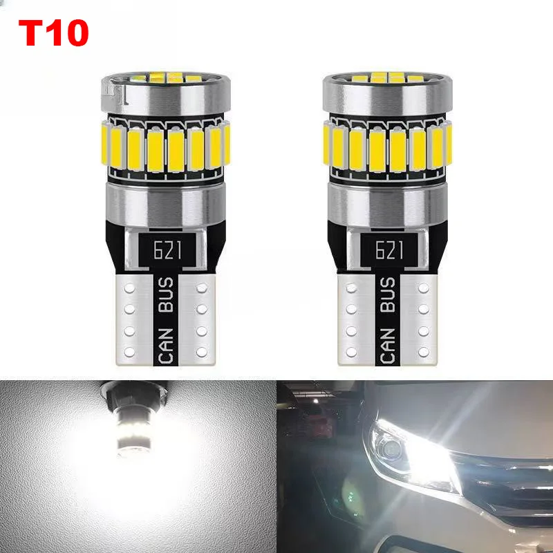 2PCS T10 W5W LED Car Width Indicators Super Bright White License Plate Lights 12V Anti Flicker Small Bulbs for Vehicle Signal