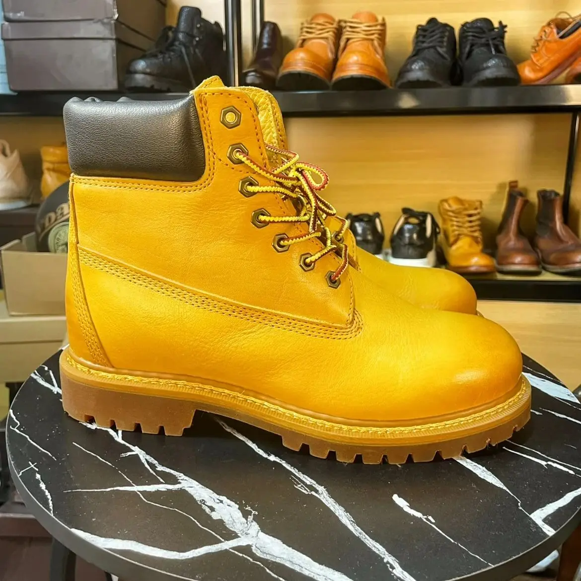 Goodyear handgemaakte fabriek hoge topkwaliteit gele Adventure Retro Derset Marting Tooling Boots