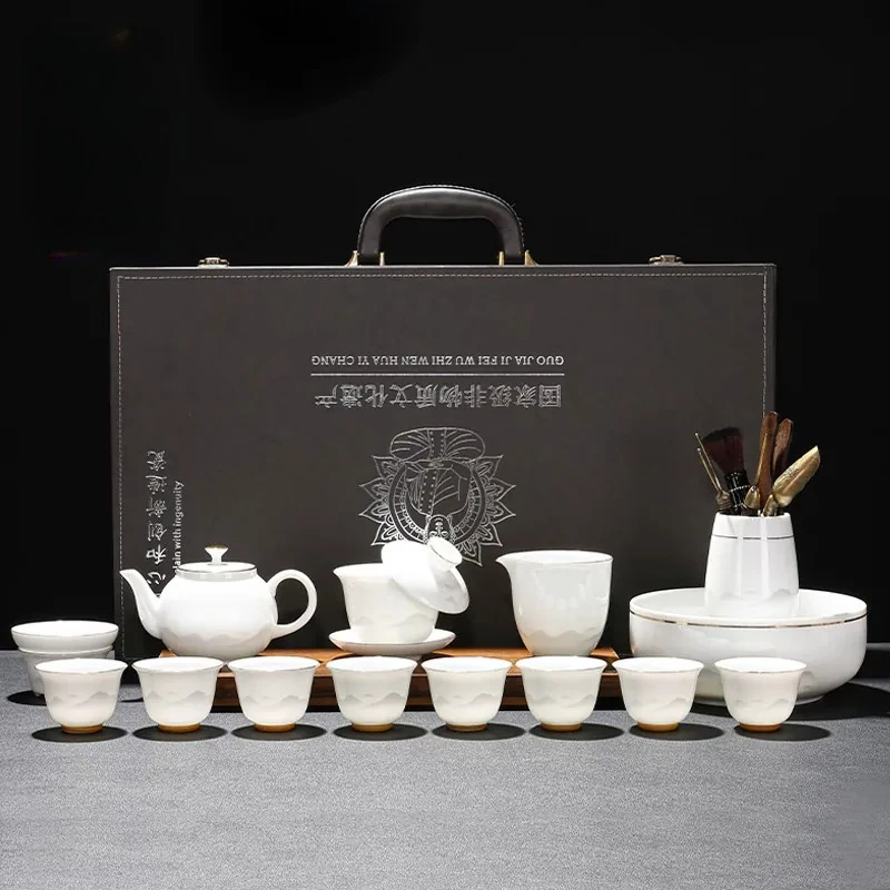 High Quality Gongfu Tea Sets Luxury Tools Whisk Coffee Tea Sets Gaiwan Travel Loucas Porcelanas Conjunto Matcha Decorations