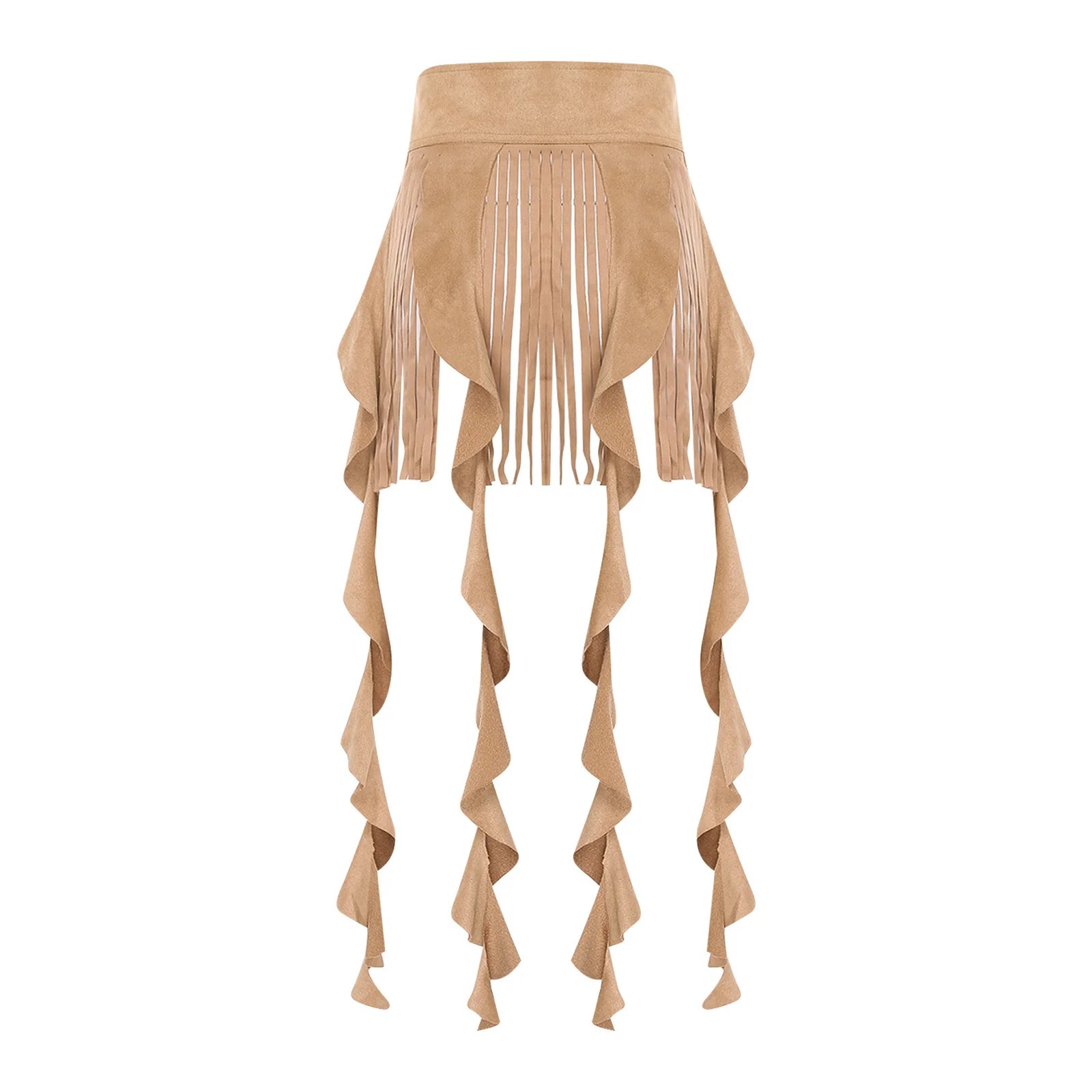 Femmes Cowgirl gland taille ceinture jupe boucle réglable ceinture superposition frange en cascade à volants jupe accessoires Clubwear