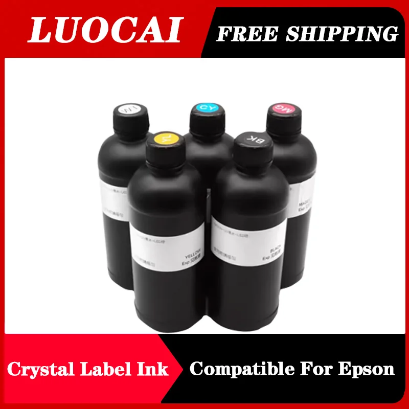 

5x1000ML Five Color LED UV Ink Set For Epson I3200 UV DTF Printer Universal Printing Ink Crystal Label Sticker Ink